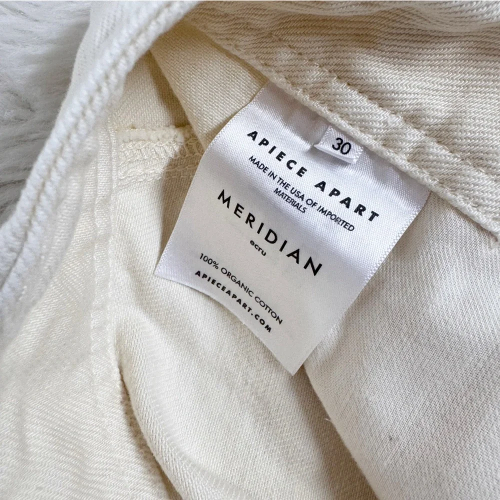 APIECE APART Meridian Straight Leg Relaxed Jean Size 30‎ Ecru Cream High Waist